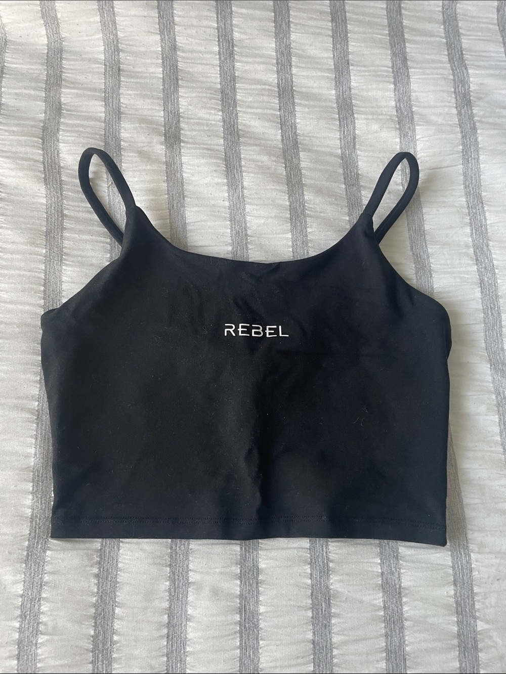 Rebel Black Cropped Camisole with build in Bra Support